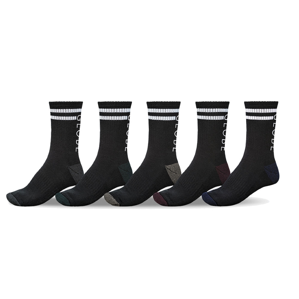 Pack 5 pares de calcetines Globe Carter Crew black ~ STREET WARS